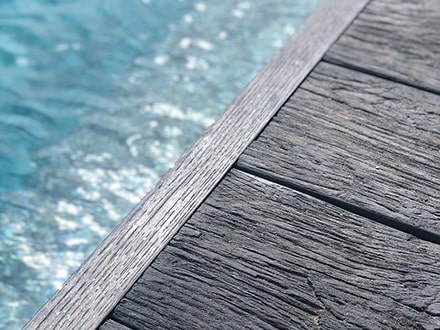 Embered decking around a pool
